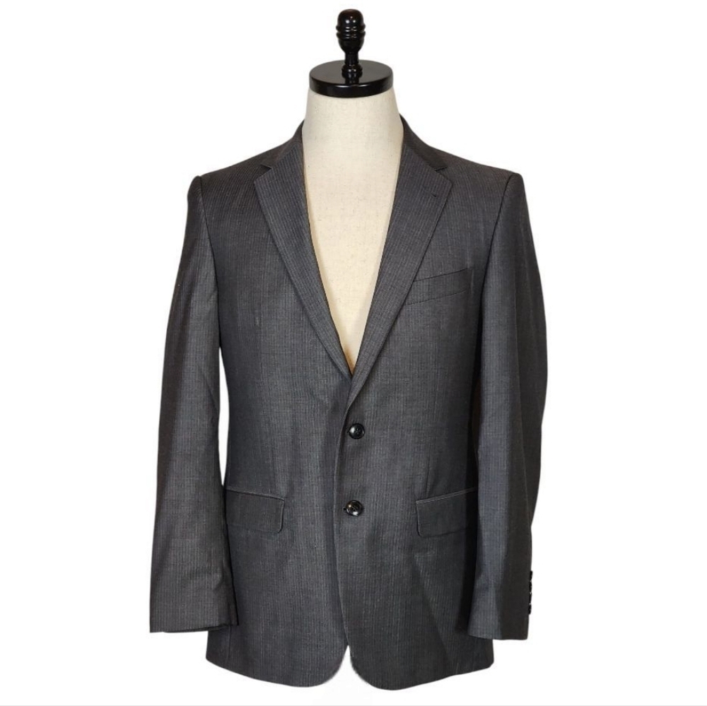 Joseph Abboud 38R Slim Fit Suit Blazer Super 120s Wool Gray Pinstripe USA